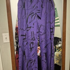 Everly Purple Wide-Leg Pants with Black Abstract Print